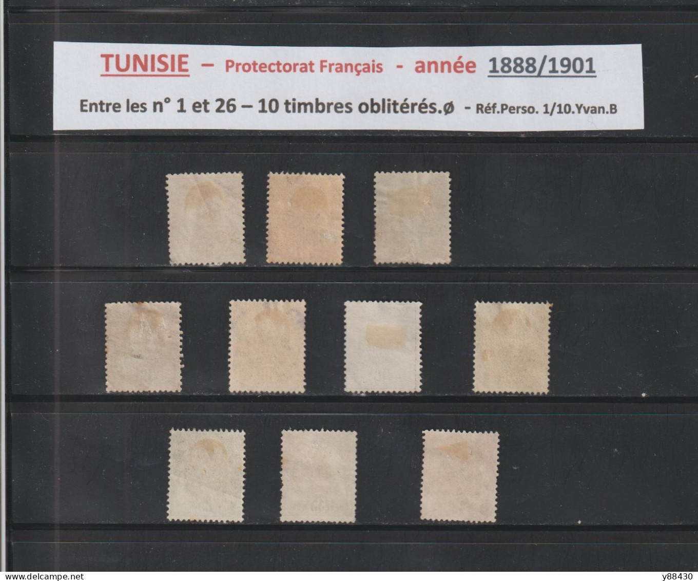 TUNISIE -  Protectorat Français - 10 Timbres Oblitérés  - Entre Les N° 1 Et 26 De 1888/1901 - 2 Scan - Usados