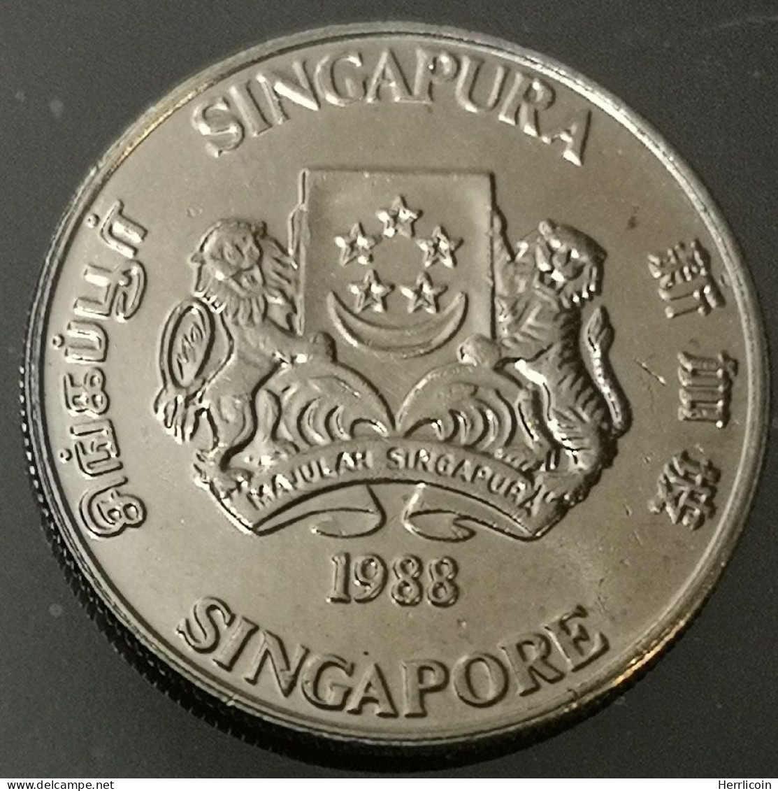 Monnaie Singapour - 1988 - 20 Cents Blason Haut - Singapour