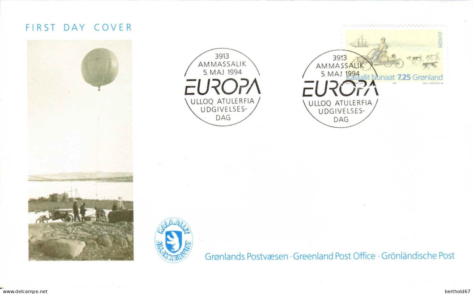 Groenland Poste Obl Yv:233/234 Europa Cept L'Europe & Les Découvertes Ammasalik 5-5-1994 Fdc - Usados