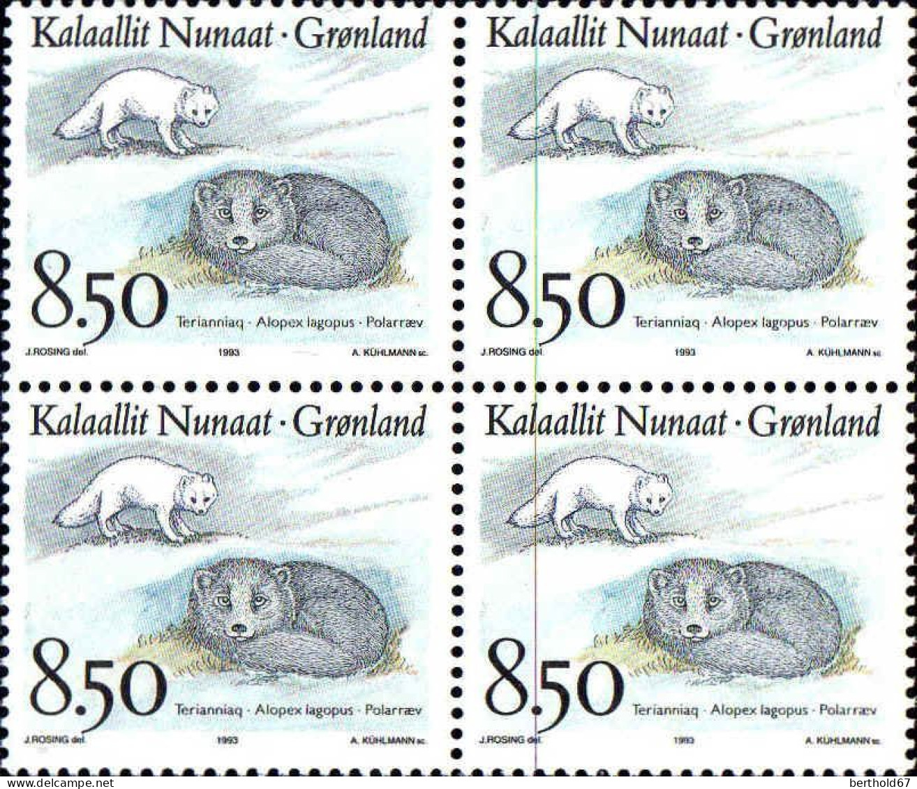 Groenland Poste N** Yv:227/229 Faune De L'Arctique 1.Serie Bloc De 4 - Neufs