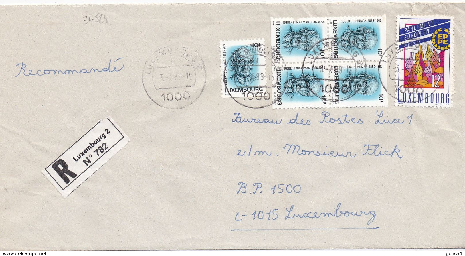 36524# ROBERT SCHUMAN CARNET LETTRE RECOMMANDEE Obl LUXEMBOURG 1989 - Cuadernillos