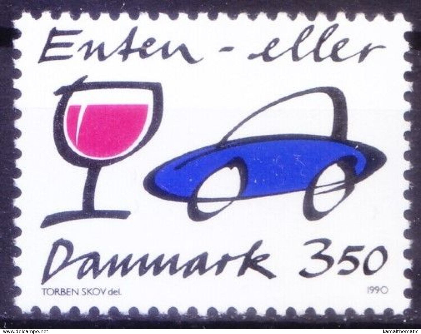 Denmark 1990 MNH, Roadsafety, Car Say No To Alcohol Drink $ Drive - Drogen