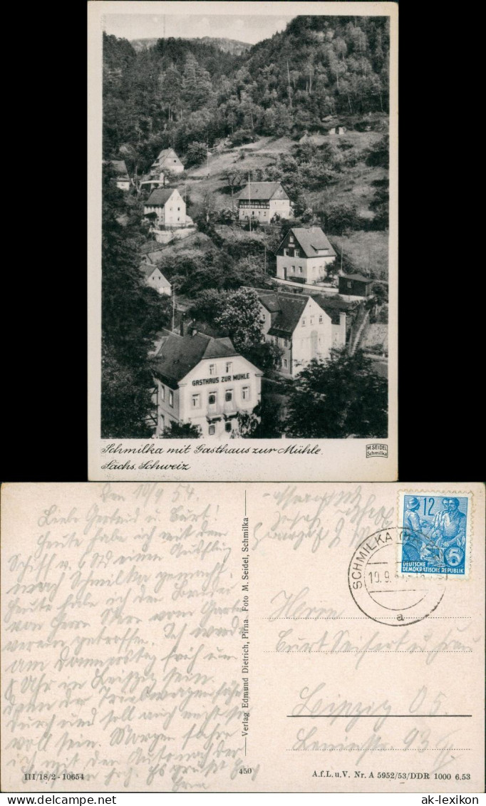 Ansichtskarte Schmilka Gasthaus Zur Mühle M. Seidel Schmilka 1955 - Schmilka