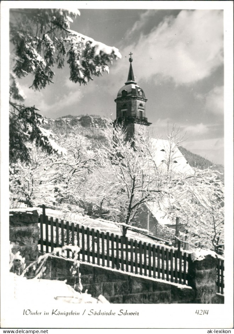 Königstein (Sächsische Schweiz) Winterpartie Stadt Kirche Foto Hering 1987 - Koenigstein (Saechs. Schw.)