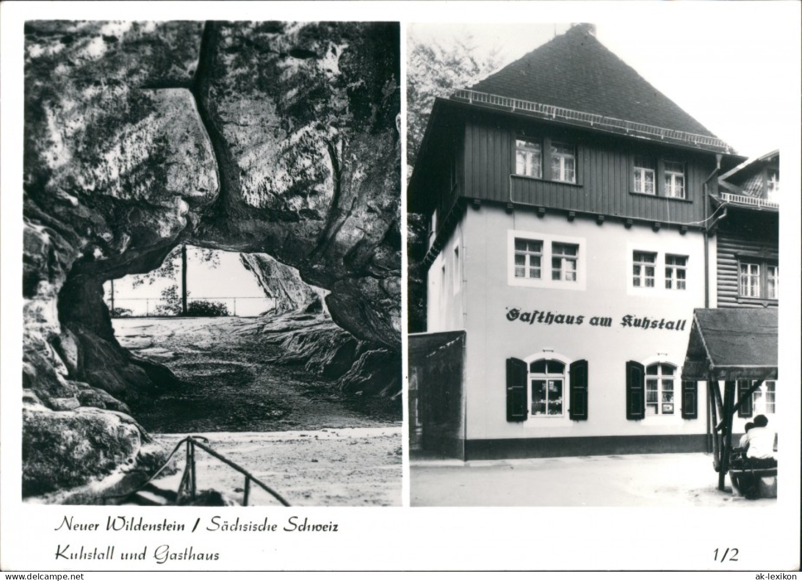 Ansichtskarte Kirnitzschtal-Sebnitz 2 Bild Kuhstall Gasthaus Foto Hering 1965 - Kirnitzschtal