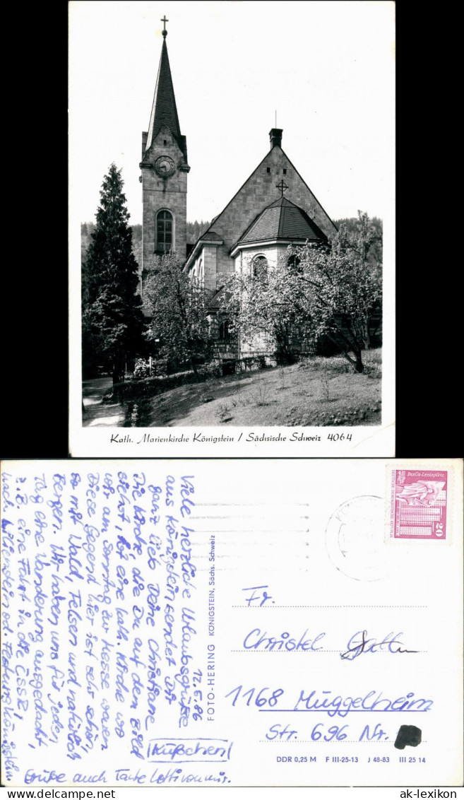 Ansichtskarte Königstein (Sächsische Schweiz) Kath. Marienkirche 1983 - Koenigstein (Saechs. Schw.)