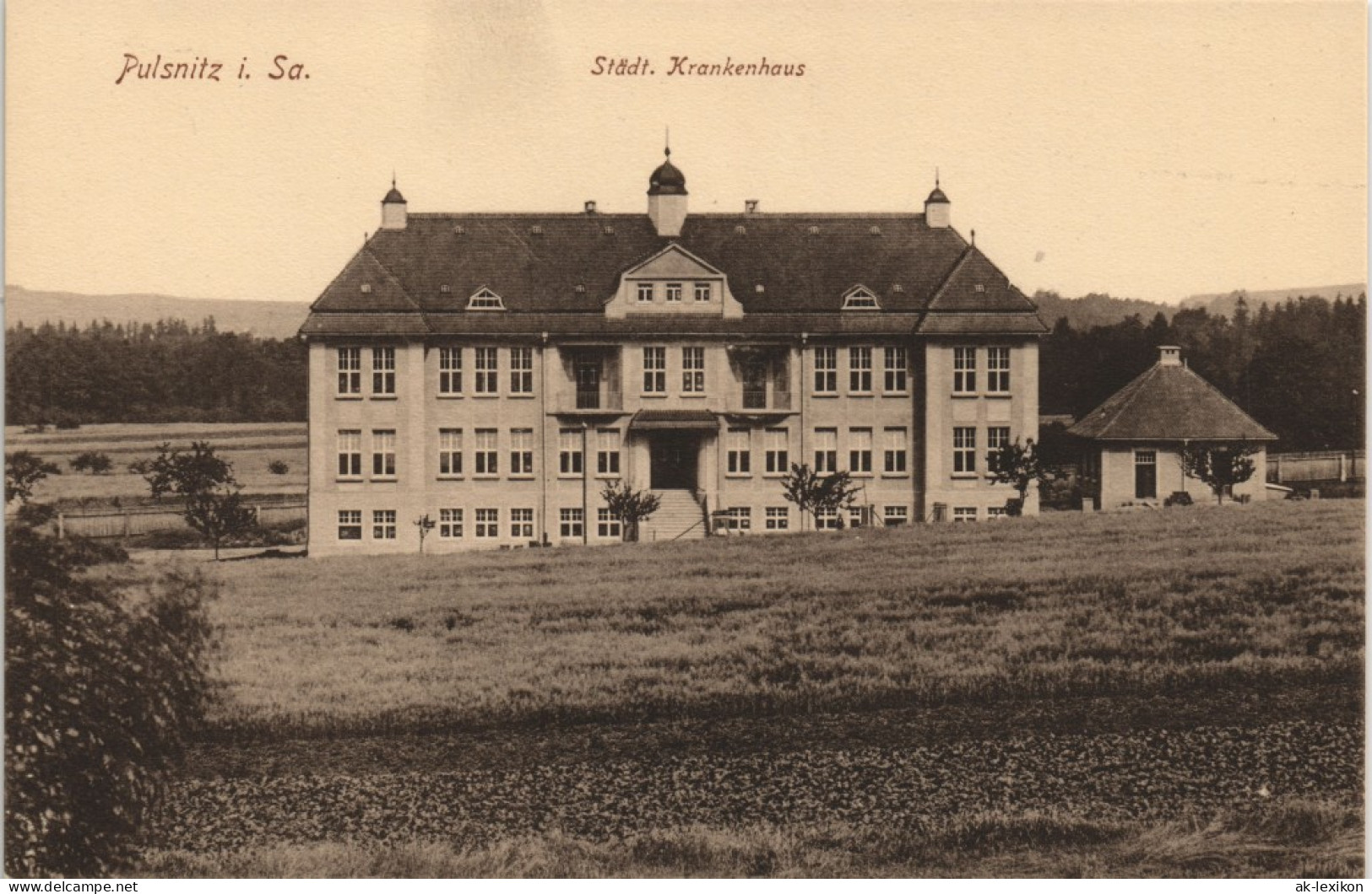 Ansichtskarte Pulsnitz Połčnica Städt. Krankenhaus 1913 - Pulsnitz