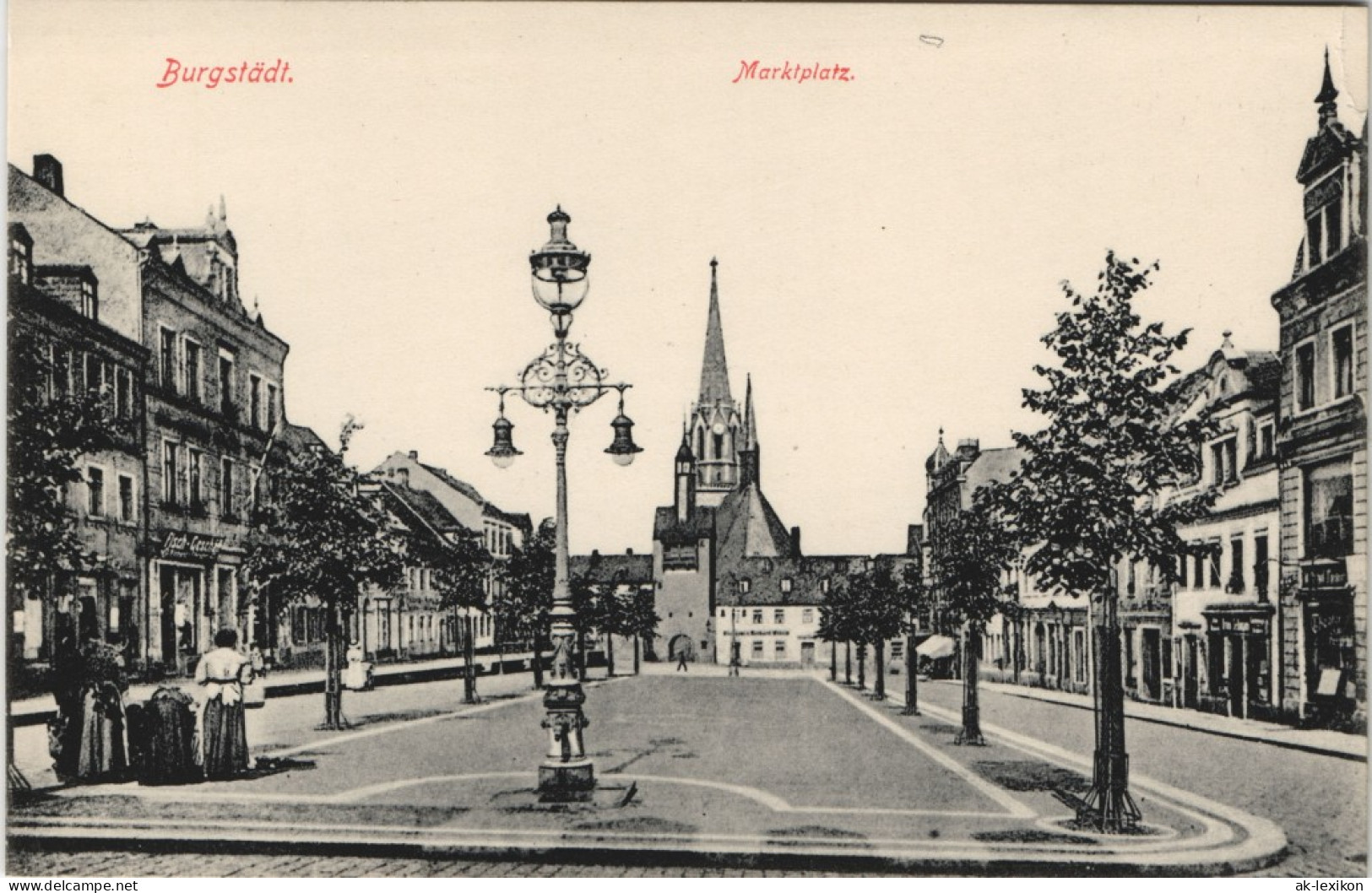 Ansichtskarte Burgstädt Laterne - Geschfte Marktplatz 1913 - Burgstädt