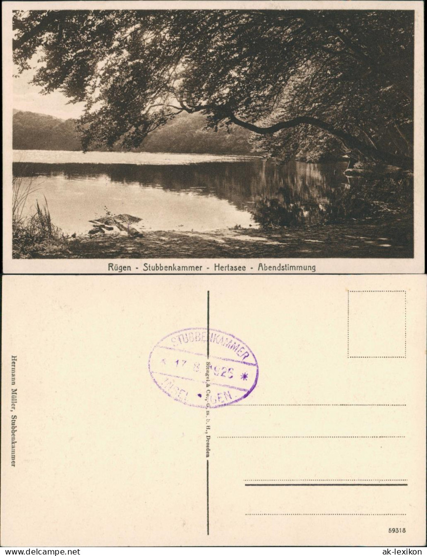 Ansichtskarte Stubbenkammer-Sassnitz Herthasee Abendstimmung 1926 - Sassnitz