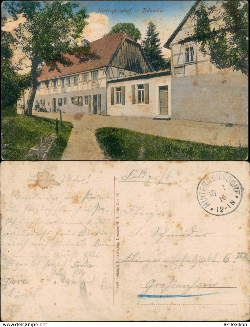 Ansichtskarte Hintergersdorf-Tharandt Talmühle 1916 - Tharandt