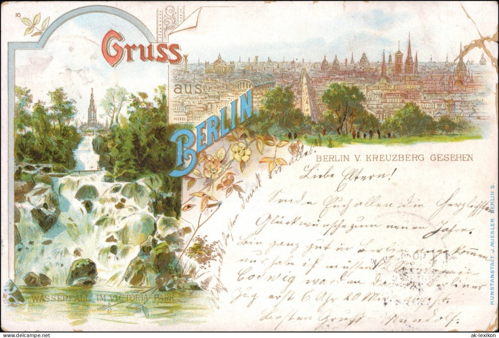 Ansichtskarte Litho AK Kreuzberg-Berlin 2 Bild Viktoriapark Stadt 1898 - Kreuzberg