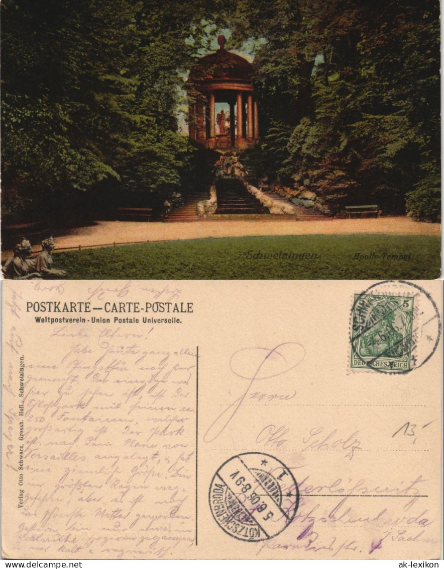 Ansichtskarte Schwetzingen Schlossgarten - Apollo-Tempel 1906 - Schwetzingen