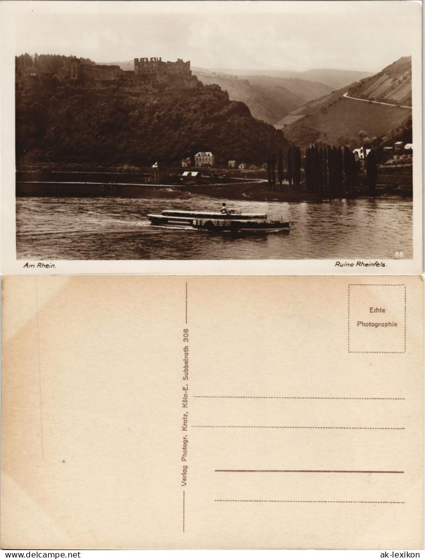 Ansichtskarte Sankt Goar Burgruine Rheinfels. Dampfer 1932 - St. Goar