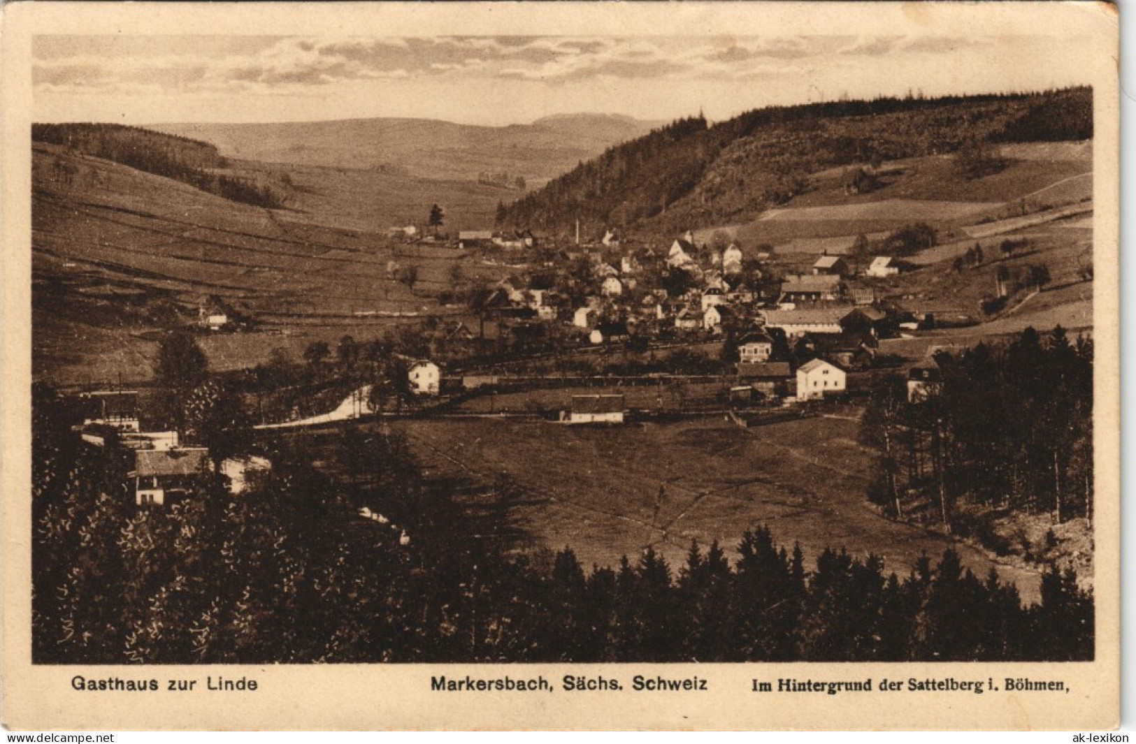Markersbach-Raschau-Markersbach Panorama-Ansicht Mit Gasthaus Zur Linde  1920 - Markersbach