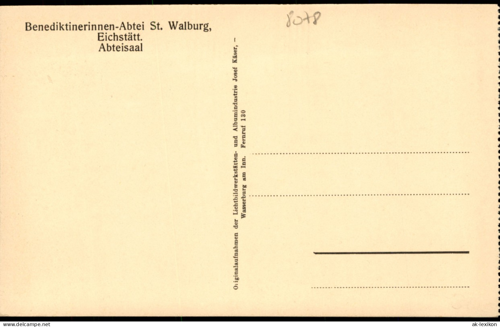 Ansichtskarte Eichstätt Abtei St. Walburg Abteisaal 1928 - Eichstaett