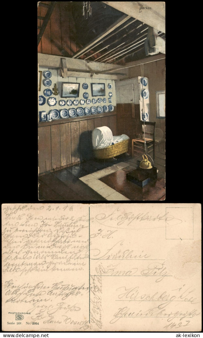 Marken-Waterland Marken; Typisches Haus, Innenansicht, Stube Mit Kinderbett 1916 - Marken