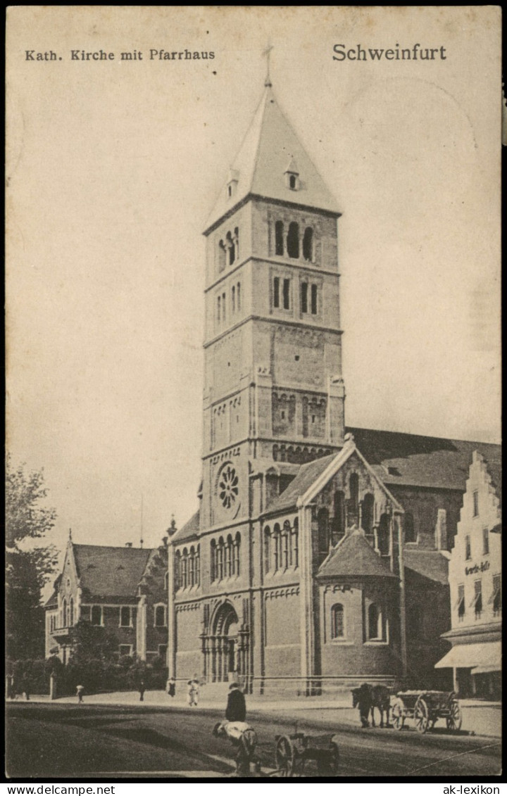Ansichtskarte Schweinfurt Kath. Kirche Mit Pfarrhaus 1912 - Schweinfurt