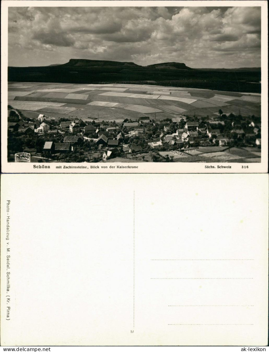 Schöna-Reinhardtsdorf  Der Kaiserkrone Mit Zschirnsteine, Sächs. Schweiz 1930 - Schoena