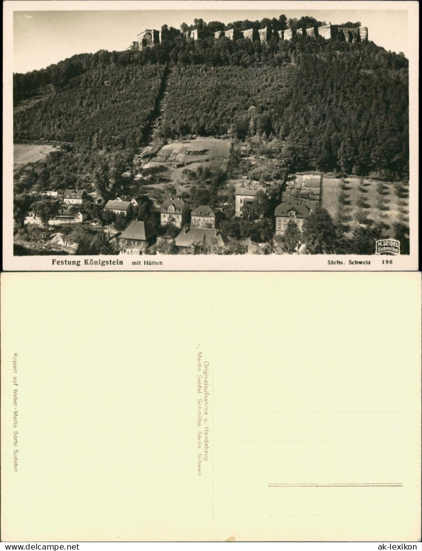 Königstein (Sächsische Schweiz) Festung Mit Hütten M. Seidel Schmilka 1932 - Koenigstein (Saechs. Schw.)