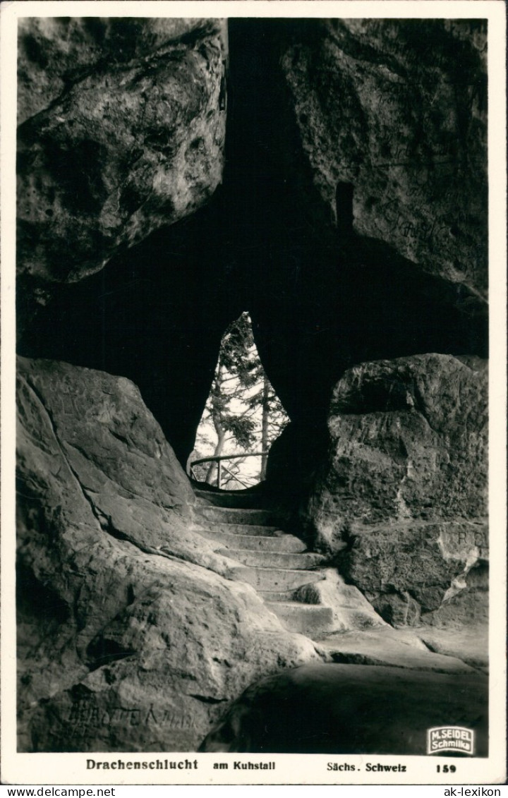 Ansichtskarte Kirnitzschtal-Sebnitz Drachenschlucht M. Seidel Schmilka 1932 - Kirnitzschtal