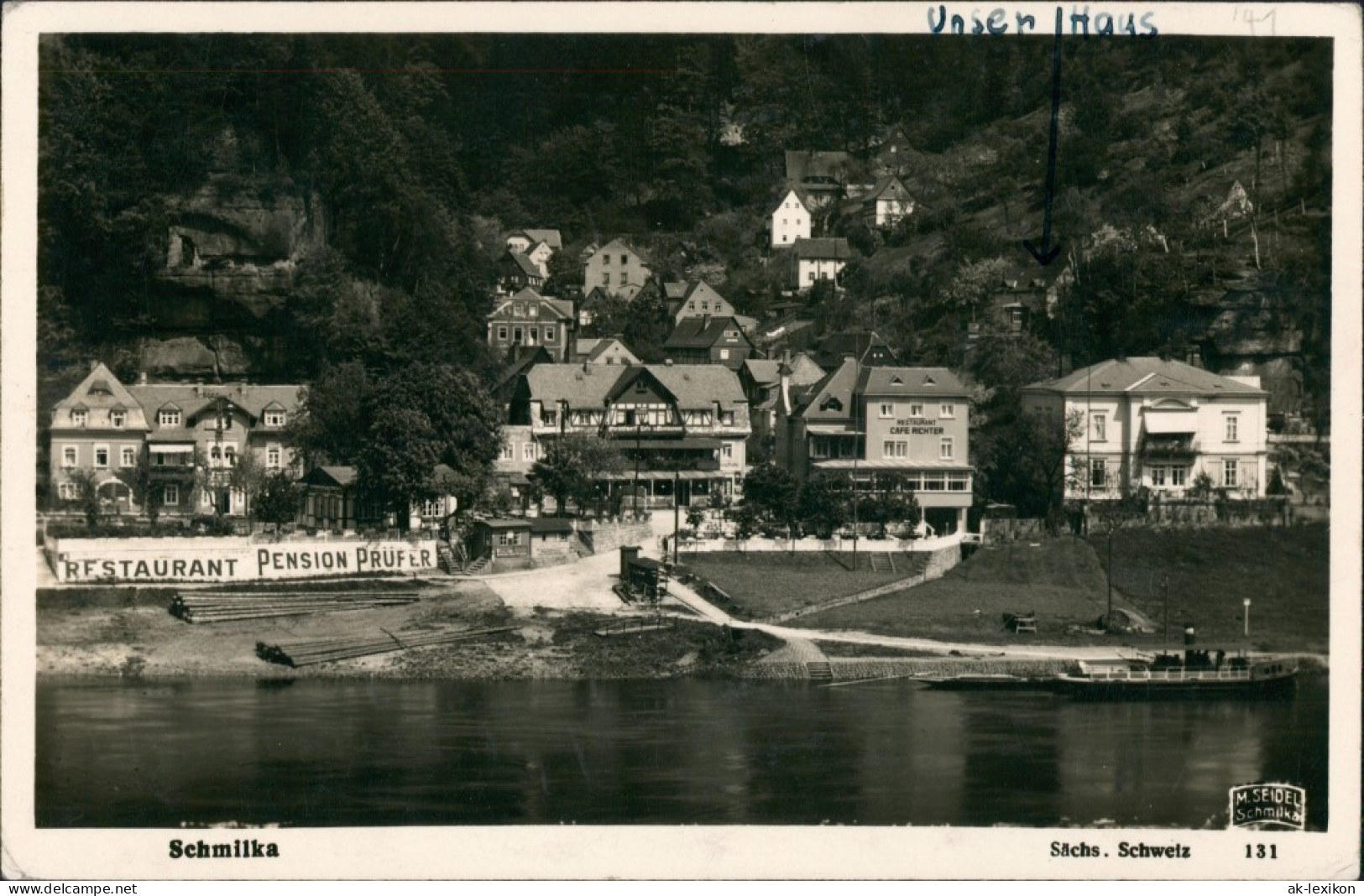 Ansichtskarte Schmilka Restaurant Prüfer M. Seidel Schmilka 1932 - Schmilka