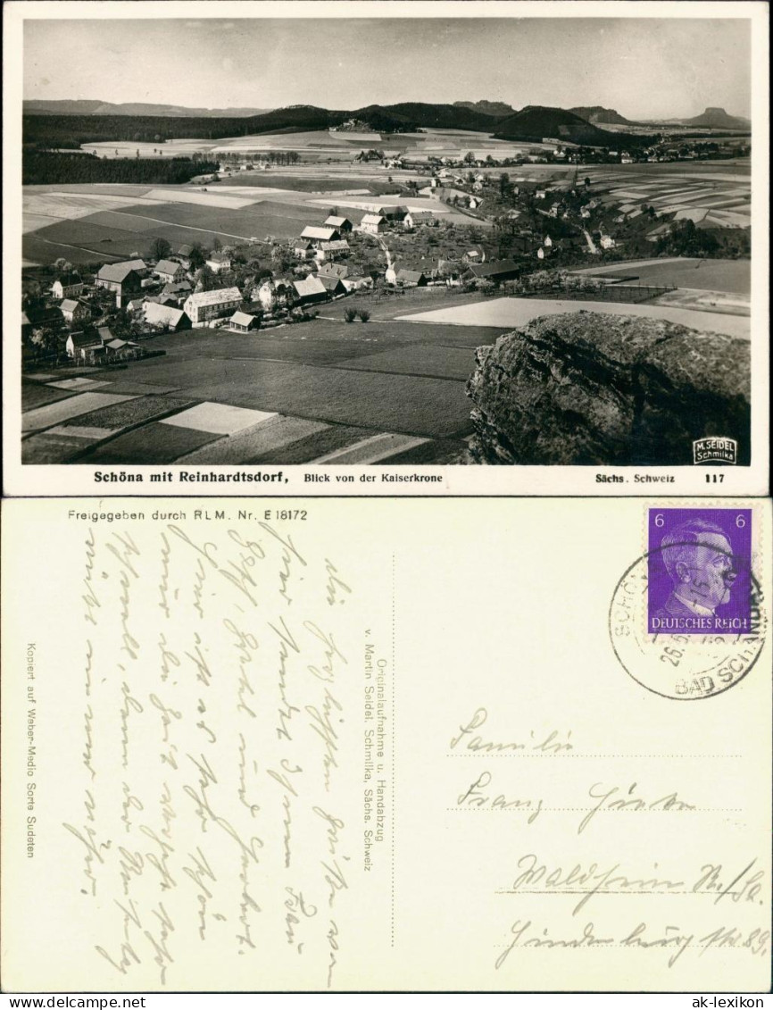 Ansichtskarte Schöna-Reinhardtsdorf-Schöna Blick Von Der Kaiserkrone 1937 - Schoena