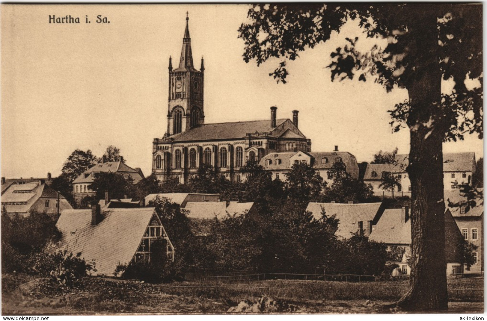 Ansichtskarte Hartha Häuser Und Kirche 1913 - Hartha