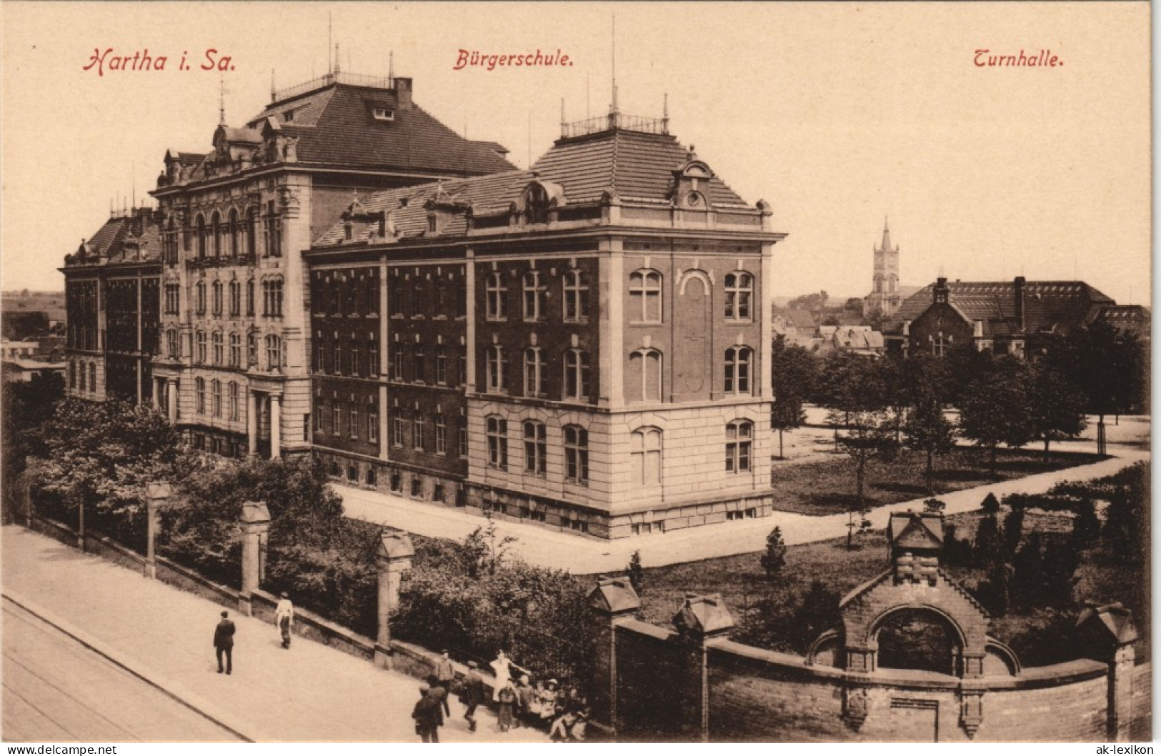 Ansichtskarte Hartha Bürgerschule Und Turnhalle 1912 - Hartha