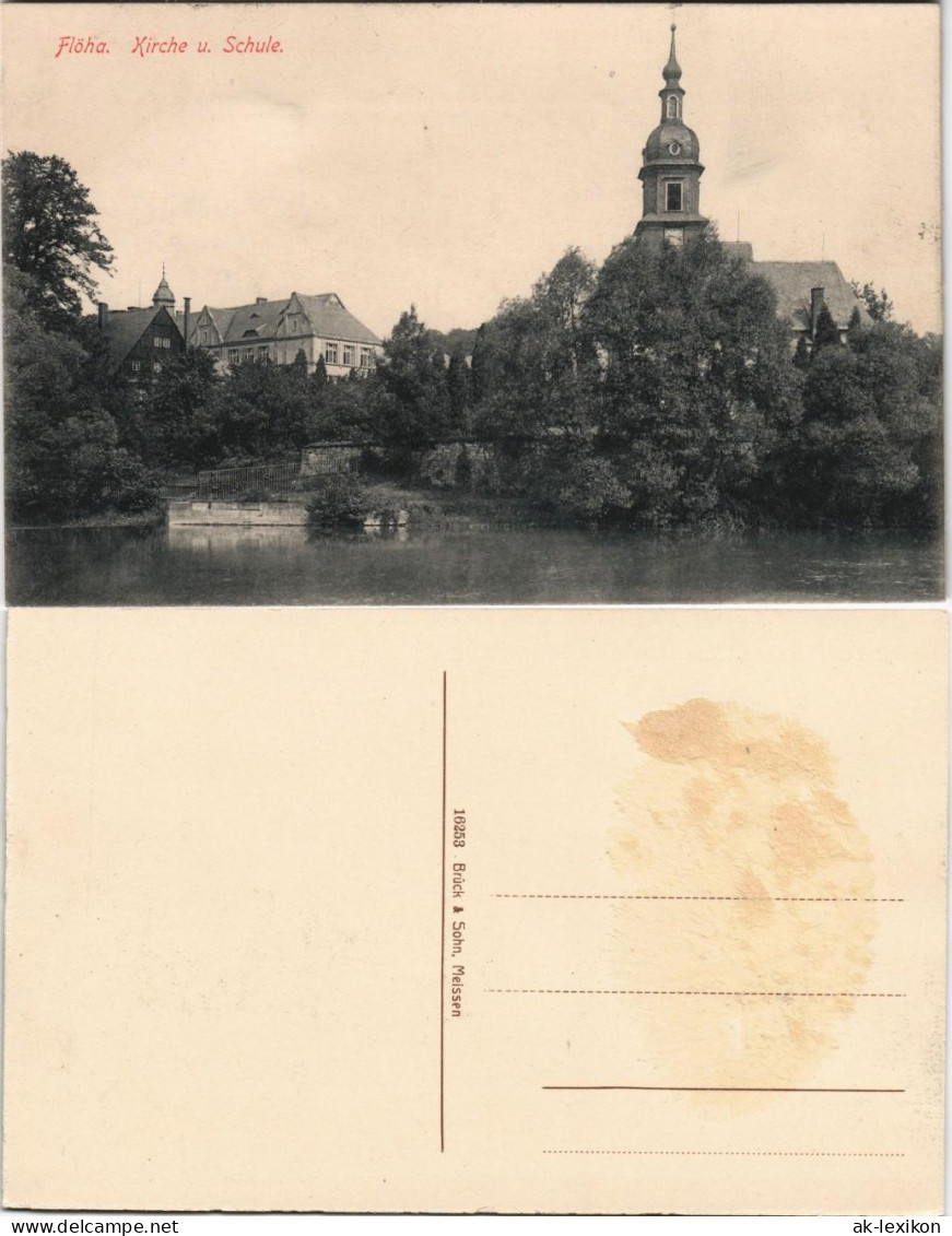 Ansichtskarte Flöha (Sachsen) Kirche Und Schule 1913 - Flöha