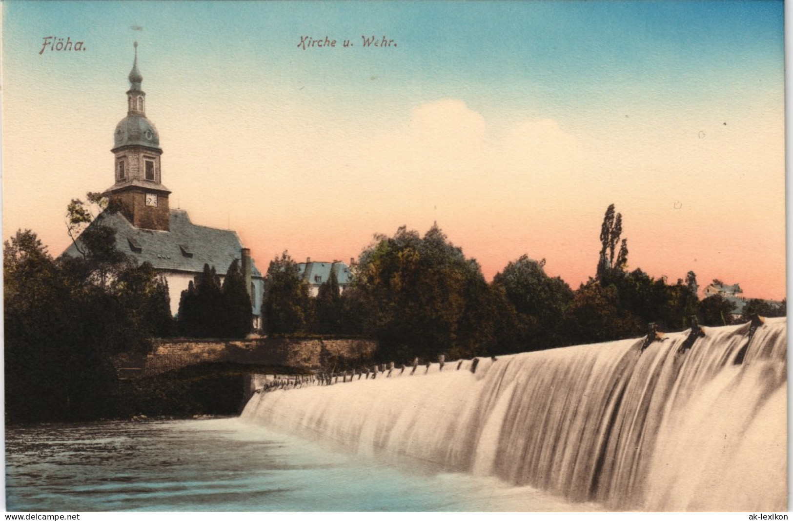 Ansichtskarte Flöha (Sachsen) Kirche Und Wehr - Coloriert 1912 - Flöha