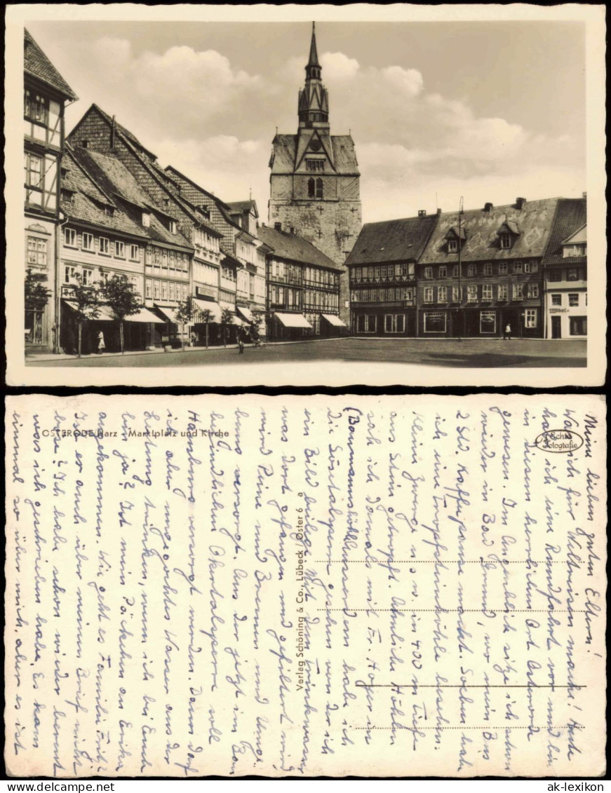 Ansichtskarte Osterode (Harz) Marktplatz Und Kirche 1938 - Osterode