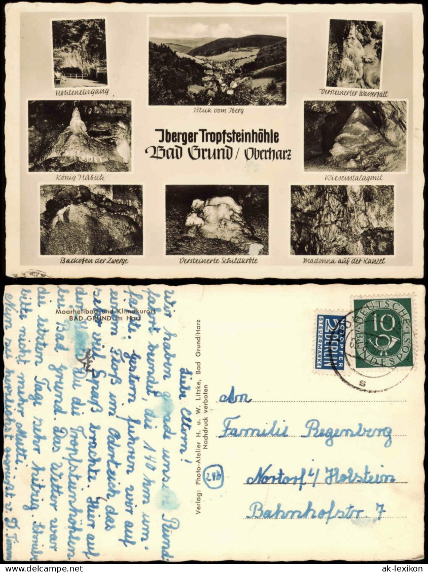 Bad Grund (Harz) Iberger Tropfsteinhöhle Mehrbildkarte Mit 8 Foto-Ansichten 1954 - Bad Grund