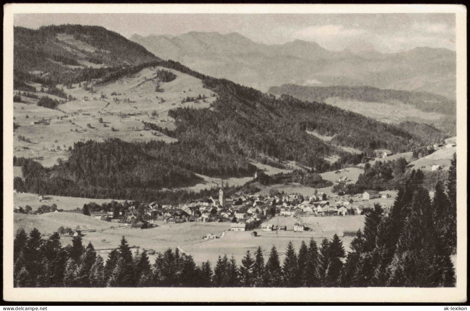 Oberstaufen Panorama Blick Zu Den Bergen Des Bregenzer Waldes 1950 - Oberstaufen