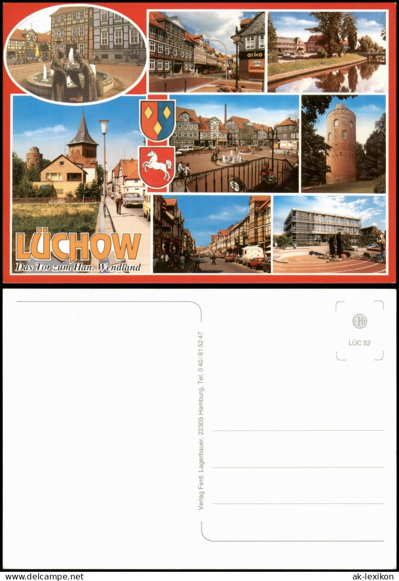 Grabow-Lüchow (Wendland) Brunnen, Fachwerkhäuser, Turm, Einkaufspassage 1995 - Luechow