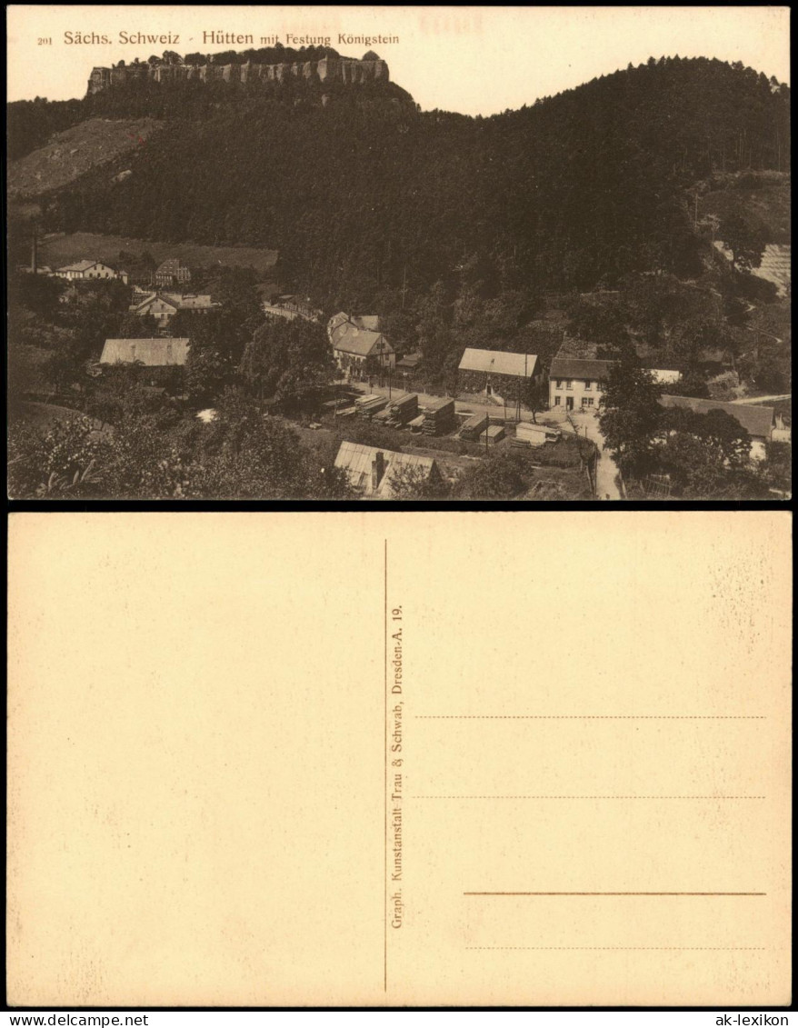 Ansichtskarte Königstein (Sächsische Schweiz) Sägewerk Und Hütten 1913 - Koenigstein (Saechs. Schw.)