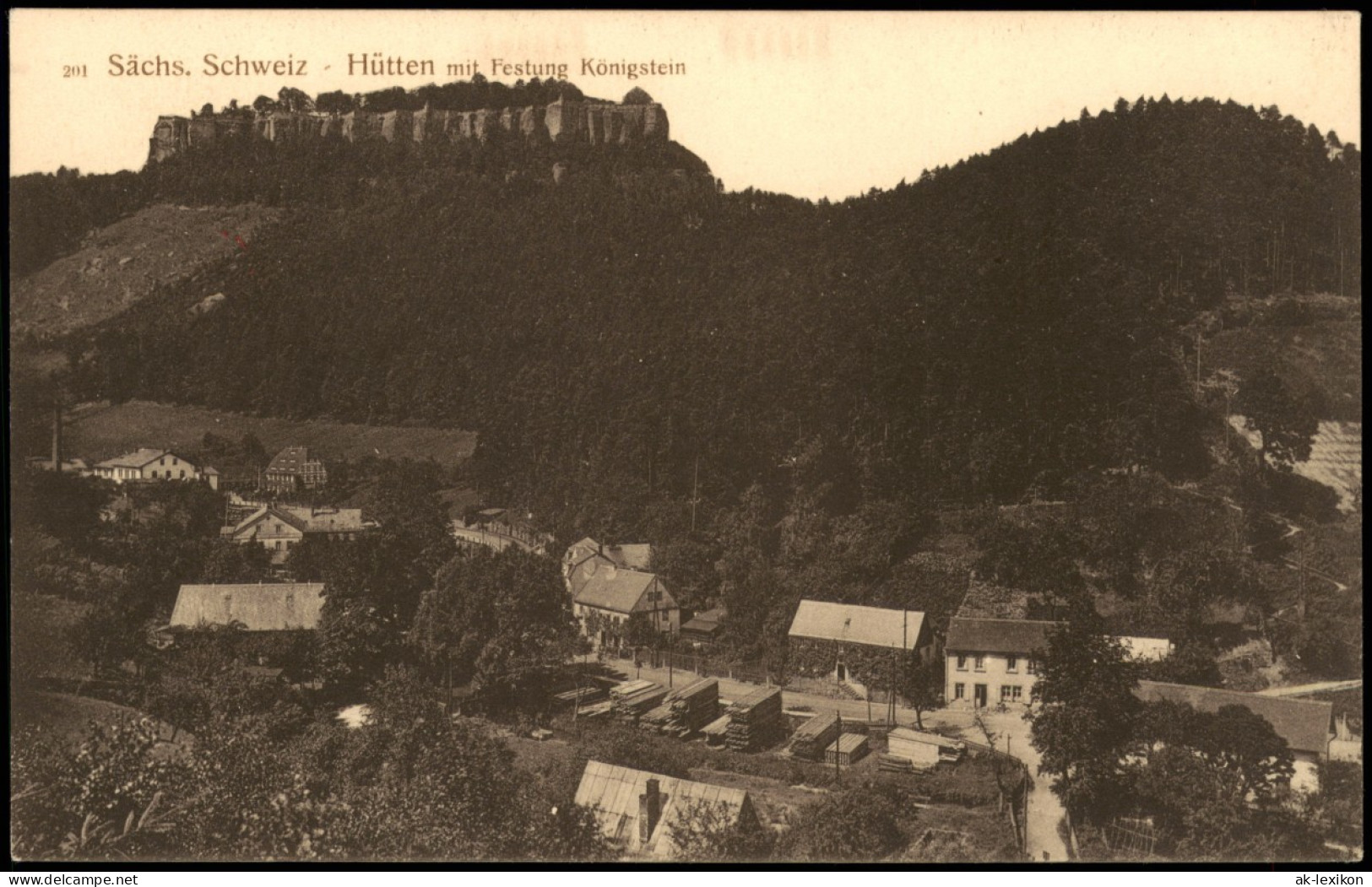 Ansichtskarte Königstein (Sächsische Schweiz) Sägewerk Und Hütten 1913 - Koenigstein (Saechs. Schw.)