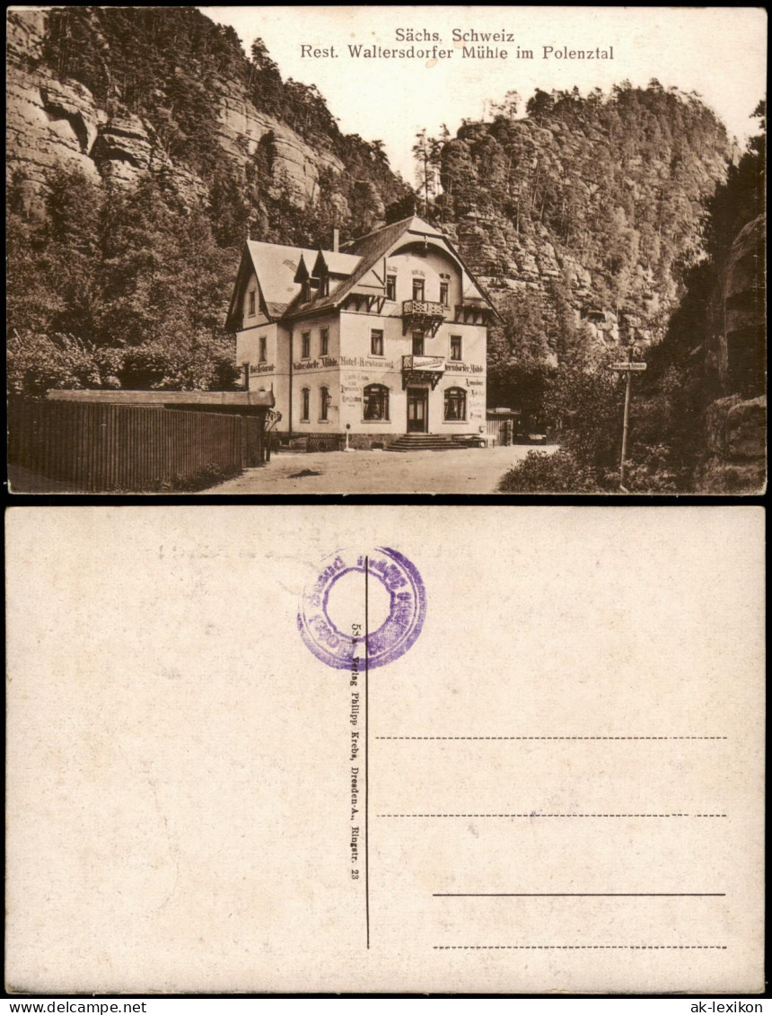 Ansichtskarte Polenz-Neustadt (Sachsen) Waltersdorfer Mühle 1923 - Neustadt