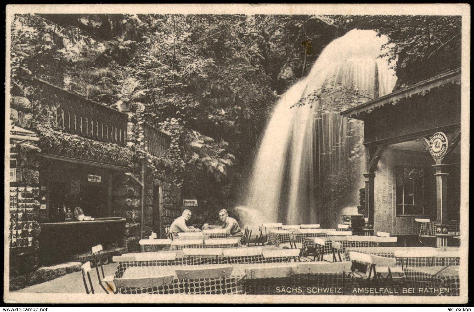 Ansichtskarte Rathen Amselfall (Elbsandsteingebirge) Restaurant 1927 - Rathen