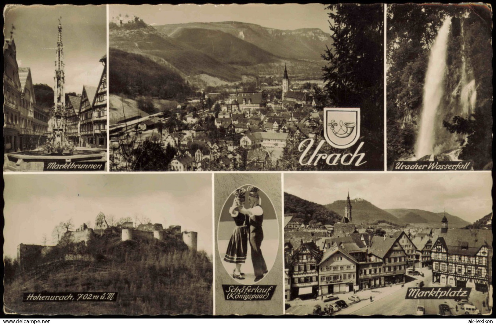 Bad Urach Mehrbild-AK Mit Ortsansichten U.a. Wasserfall, Marktbrunnen Uvm. 1961 - Bad Urach