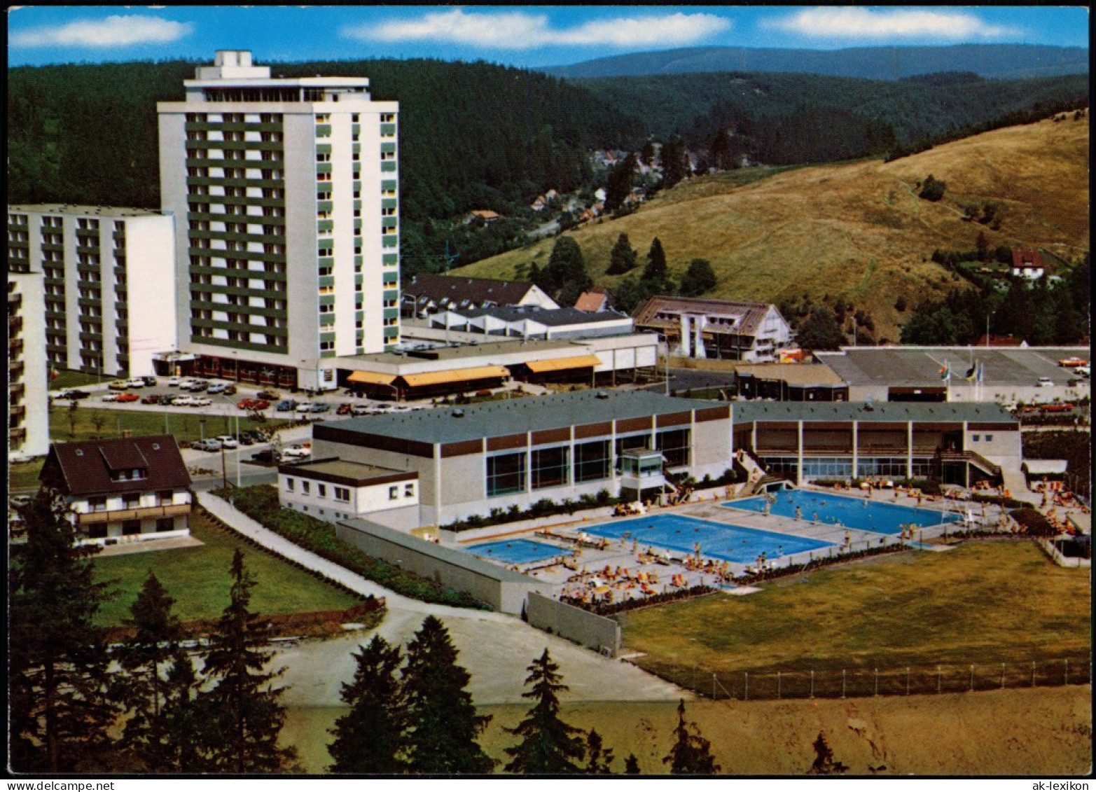 Altenau-Clausthal-Zellerfeld Panorama-Ansicht, Hotel Pool- , Oberharz 1975 - Altenau