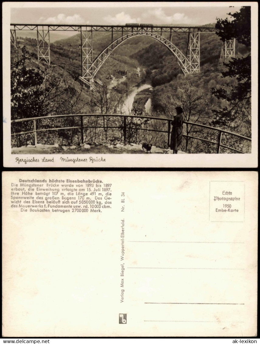 Ansichtskarte Remscheid Müngstener Brücke Höchste Eisenbahn Brücke 1950 - Remscheid