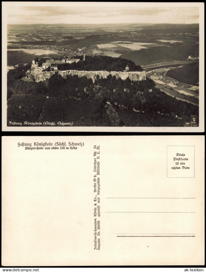 Ansichtskarte Königstein (Sächsische Schweiz) Luftbild 1932 - Koenigstein (Saechs. Schw.)