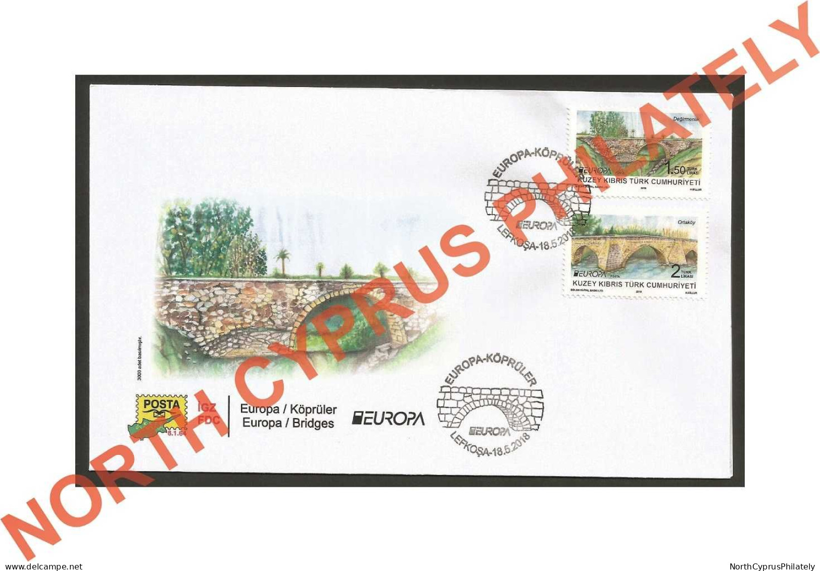 2018 Turkish Cyprus Zypern Cipro Chipre " Bridges " FDC - Ponts