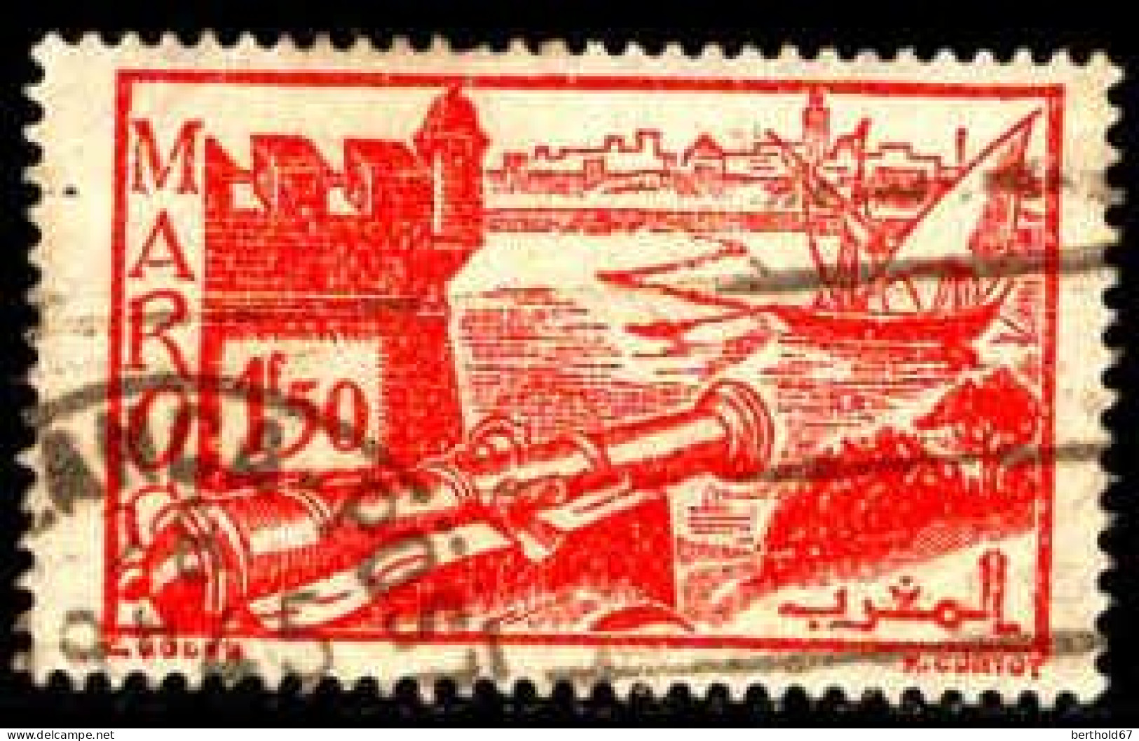 Maroc (Prot.Fr) Poste Obl Yv:229 Mi:221 Salé Fort Des Oudaïas (TB Cachet Rond) - Used Stamps