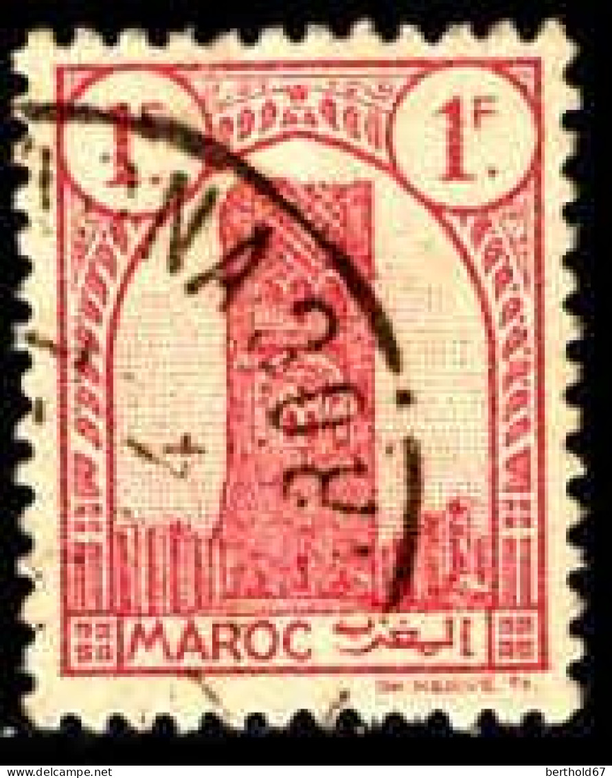 Maroc (Prot.Fr) Poste Obl Yv:211 Mi:195 Tour Hassan Dent 12 G.brillante (TB Cachet Rond) - Used Stamps