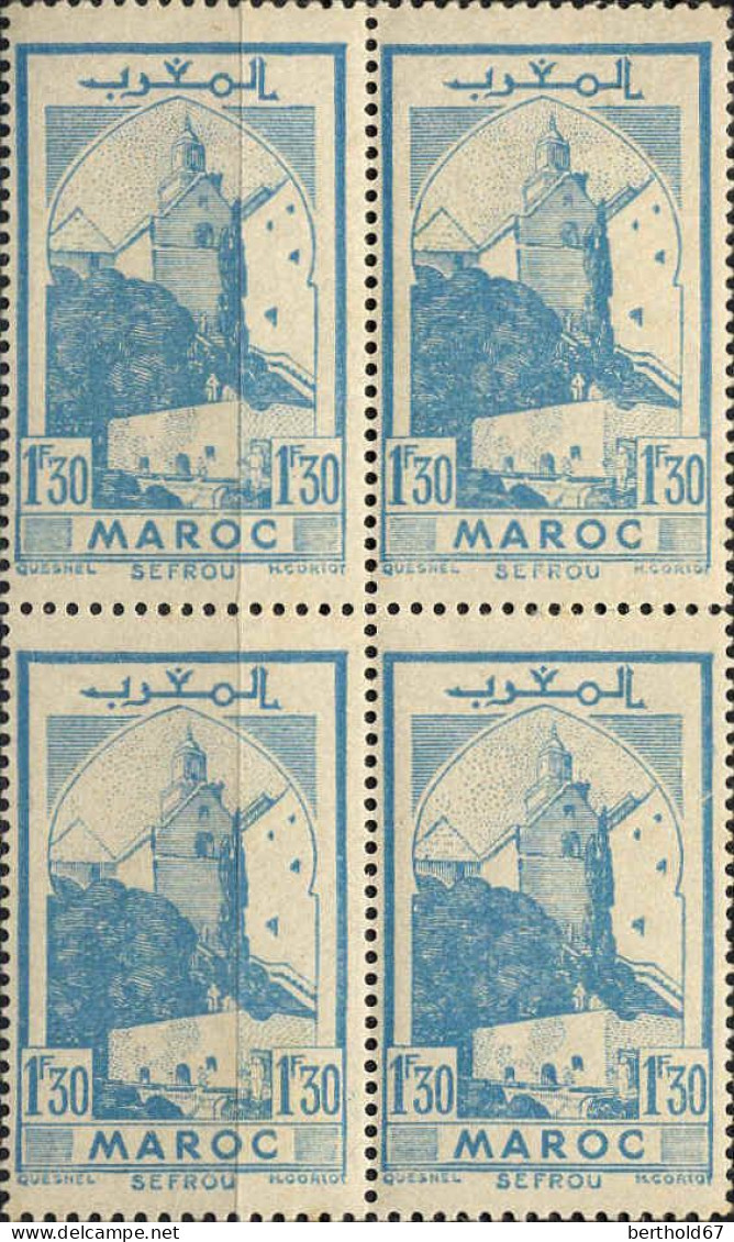 Maroc (Prot.Fr) Poste N* Yv:228A Mi:220 Sefrou Mosquée Bloc De 4 (points De Rouille) - Ongebruikt
