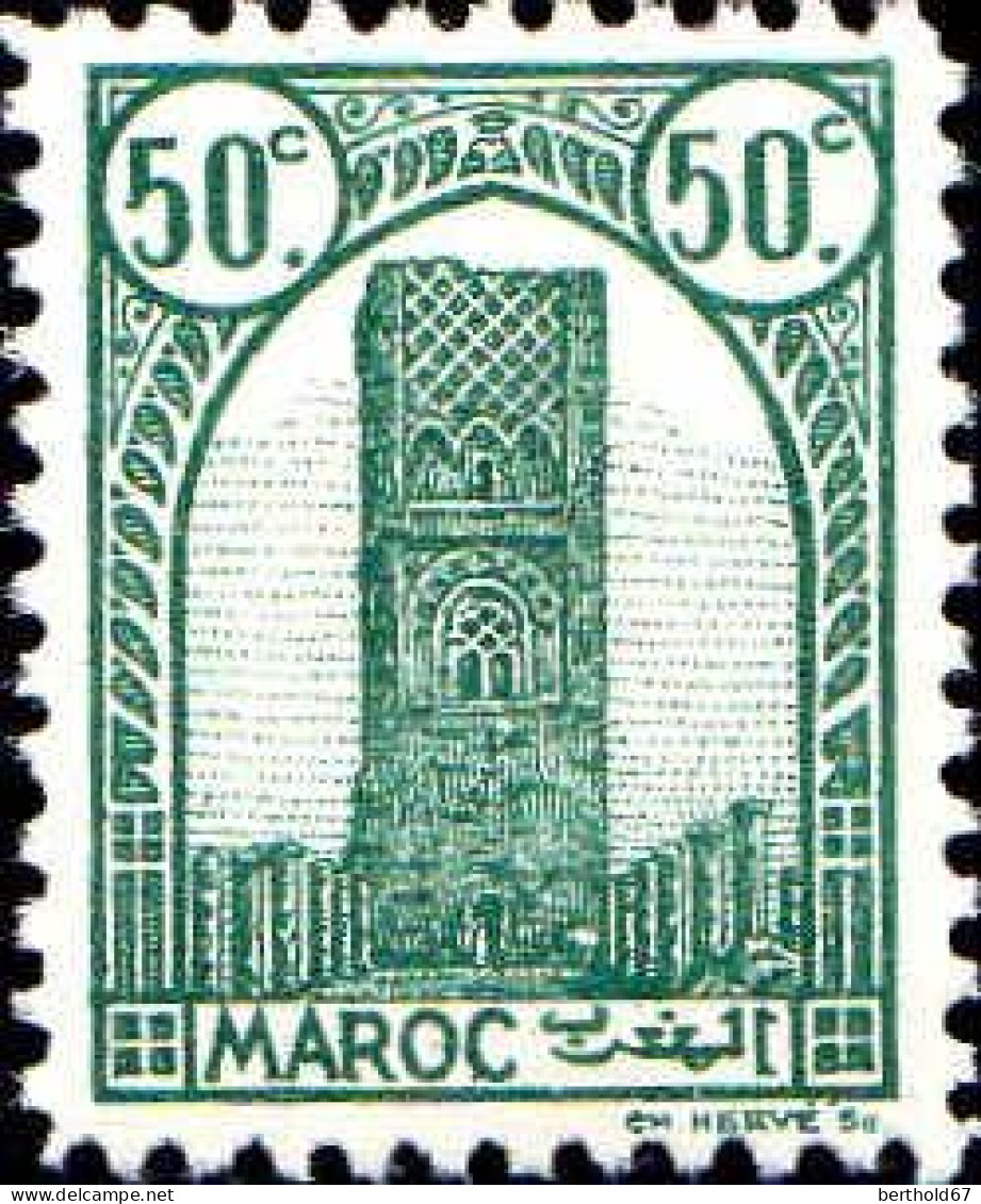 Maroc (Prot.Fr) Poste N* Yv:207A Tour Hassan Dent.11½ (Trace De Charnière) - Ongebruikt