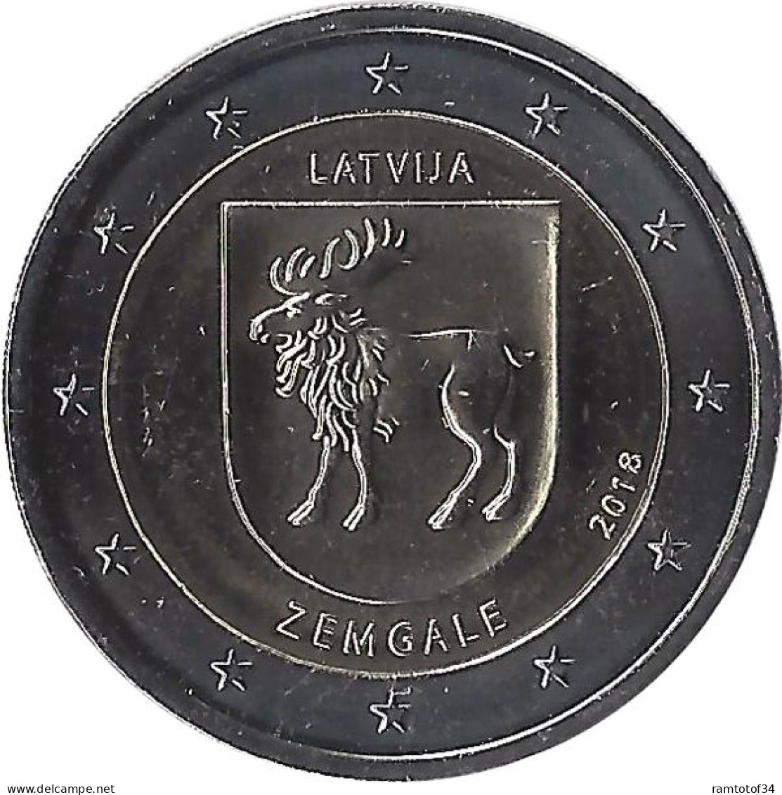 2018 LETTONIE - 2 Euros Commémorative - Zemgale - Lettland