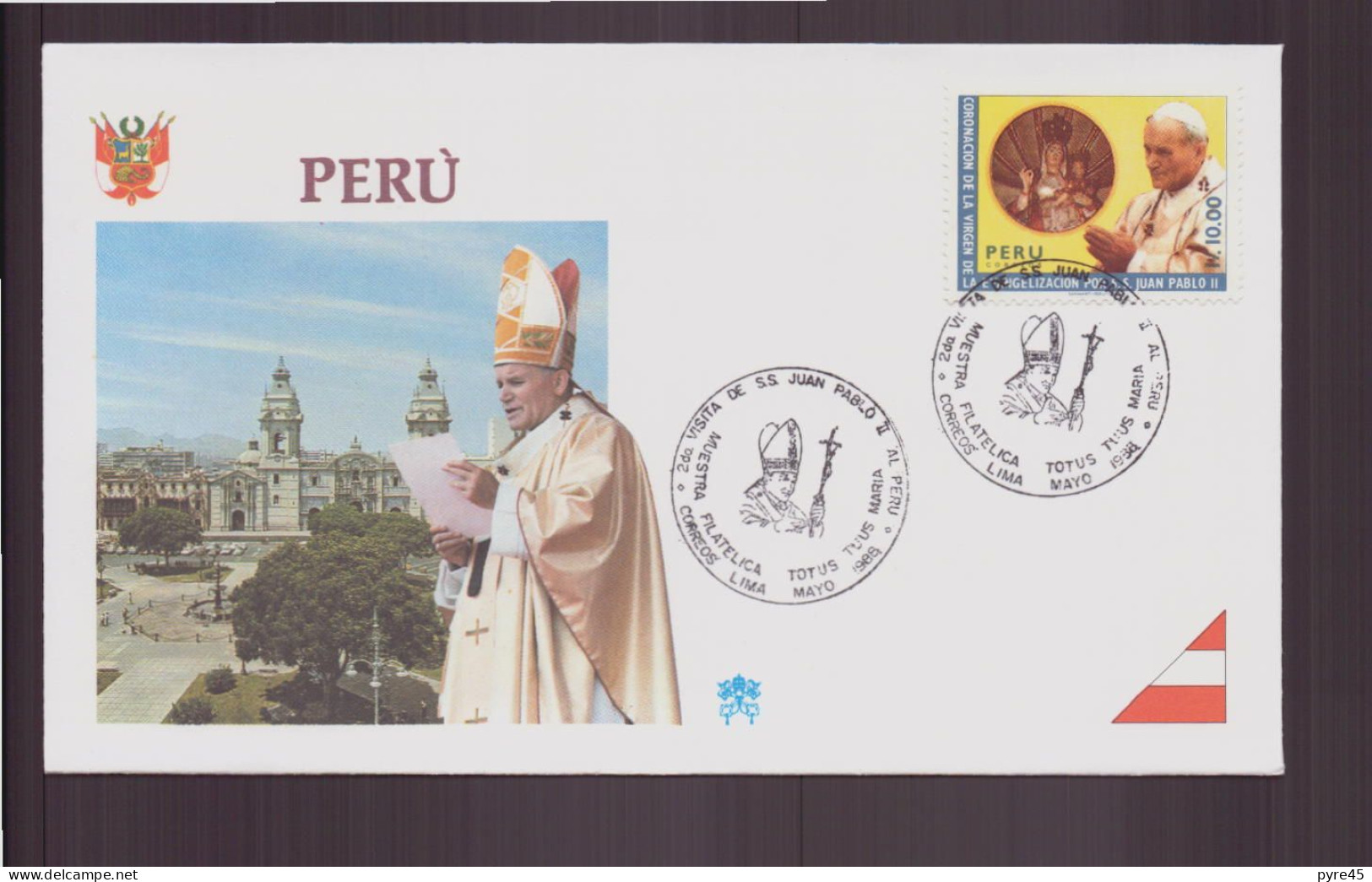 Pérou, Enveloppe Avec Cachet Commémoratif " Visite De Jean-Paul II " Lima 1988 - Peru