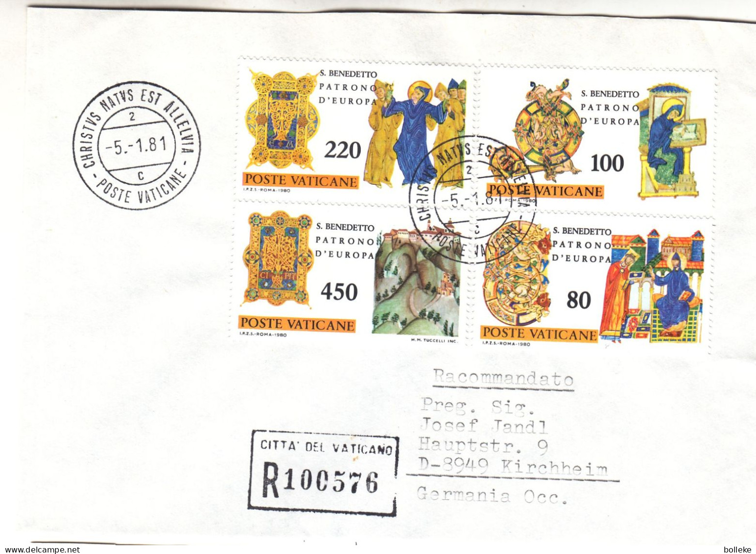 Vatican - Lettre Recom De 1981 - Oblit Poste Vaticane - - Storia Postale